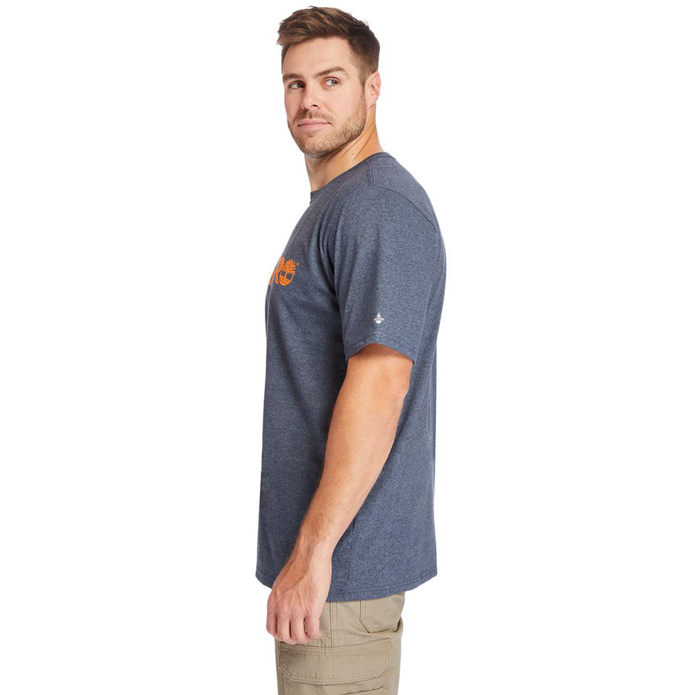 Timberland Μπλουζάκια Ανδρικα Σκουρο Μπλε - Pro® Big & Tall Base Plate Short-Sleeve - Greece 9348150